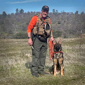 Jess Baker and "Lance", certified trailing, HRD, and avalanche