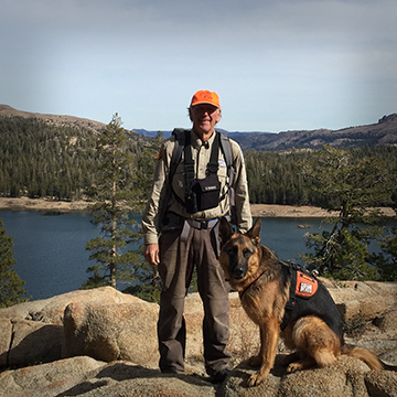 Ken Volz and "Griffin", certified air scent, large source cadaver, and avalanche