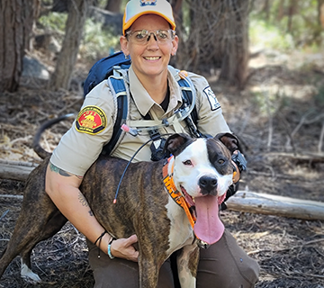 Marci Henscheid and "Havok", certified air scent and large source cadaver