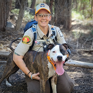 Marci Henscheid and "Havok", certified air scent and large source cadaver