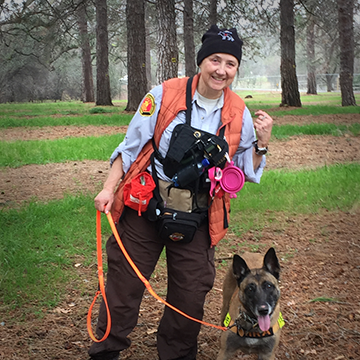 Milena Hickey and "Kira", certified trailing