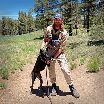 Jackson Hurst and "Cal", certified wilderness air scent