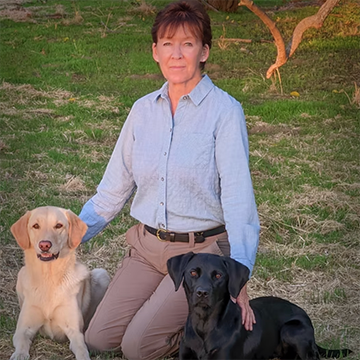 Karen Atkinson and "Quincy", certified human remains detection