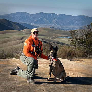 Sheila Malavasi and "Nico", certified human remains detection