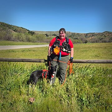 Trish Moutard and "Secret", certified human remains detection